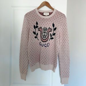 New Authentic Gucci Unisex Logo Fair Isle Crew Wool Sweater